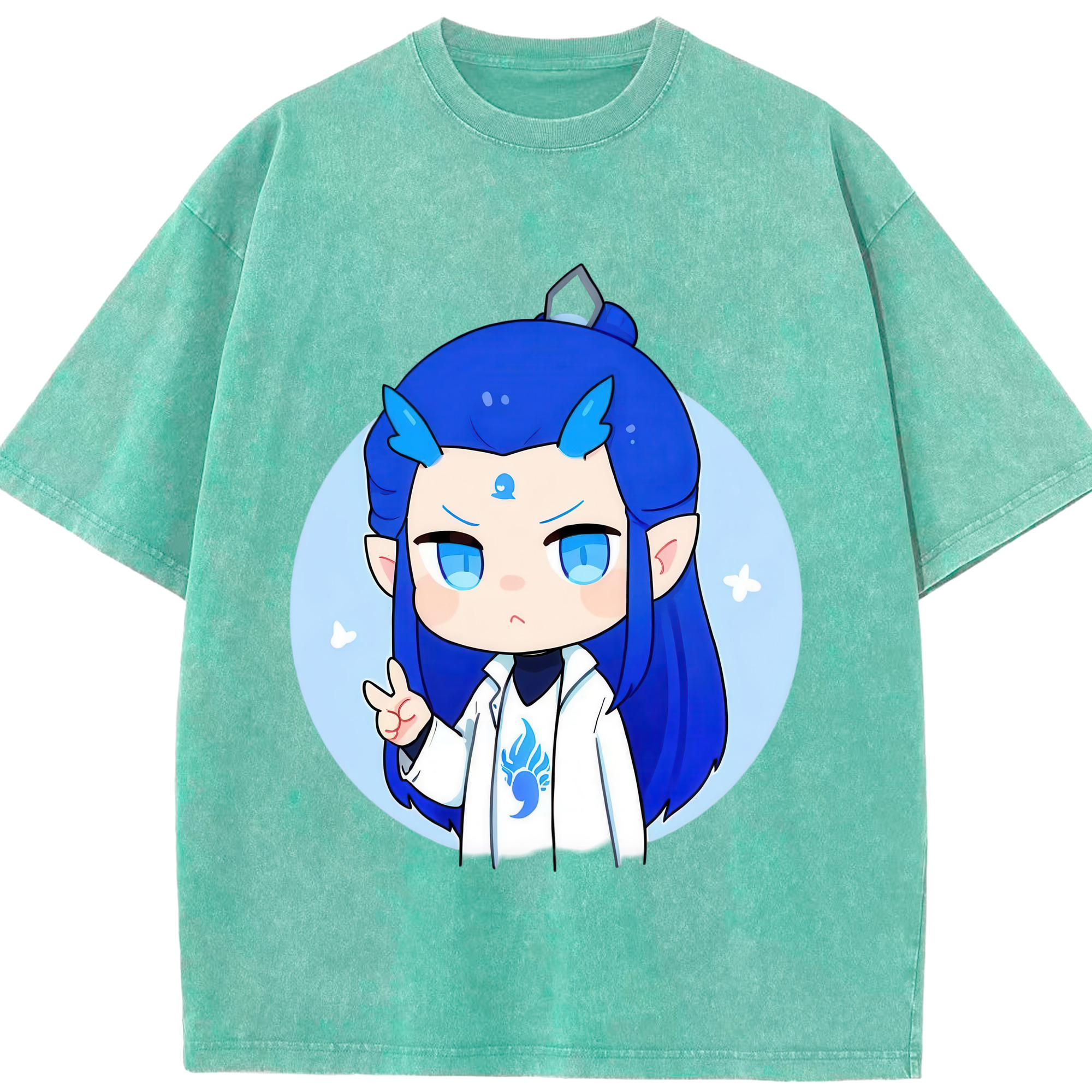 （画像用） Ne Zha 2 ナタ 魔童の大暴れ 綿100% ヴィンテージ風 半袖Tシャツ（フロントプリント）